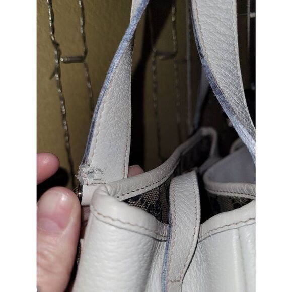 Gucci Women's Abbey D Ring Handbag Canvas Leather Shoulder Bag White - Picture 12 of 12